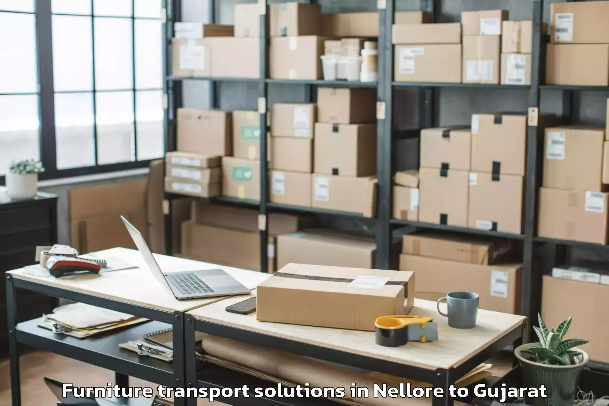 Trusted Nellore to Garbada Furniture Transport Solutions